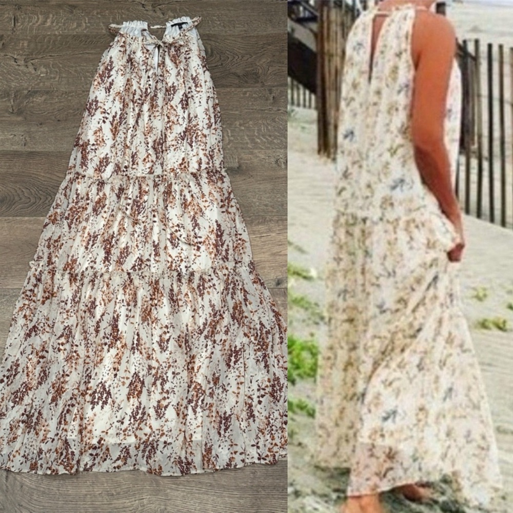 🌼 Anthropologie × DREW “Naomi” Maxi Dress 🌞 Ivory Meadow 🪻 Tiered Boho Skirt 🌼